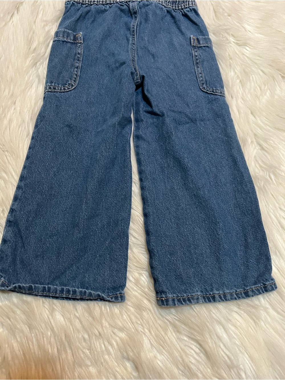 Old Navy Pull-On Baggy Wide-Leg Cargo Jeans Medium Wash 3T - Picture 7 of 10